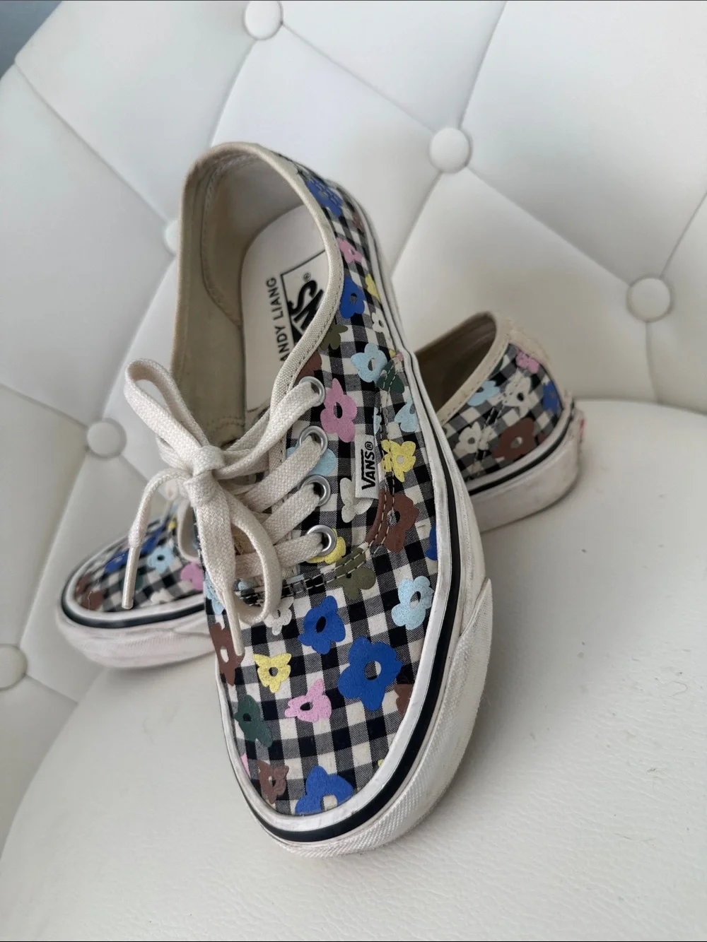 VANS X SANDY LIANG W7.5 Floral Check Plaid Sneakers - Multicolor - Picture 13 of 16